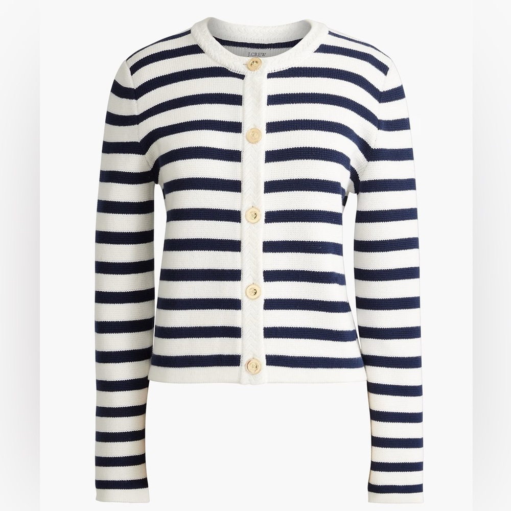NWT | JCrew Striped cotton lady jacket cardigan sweater | Sz S - Picture 5 of 5
